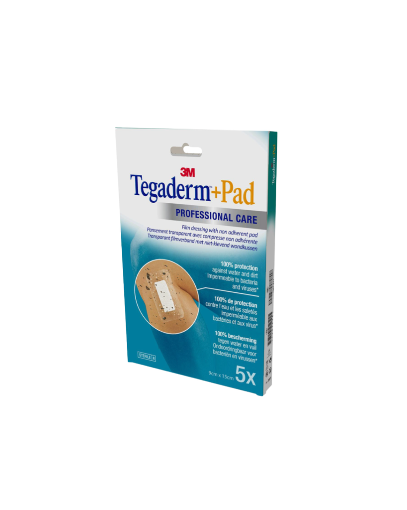Tegaderm + pad, pansement transparent avec compresse absorbante 9 cm x 15 cm- boite a 5 pcs