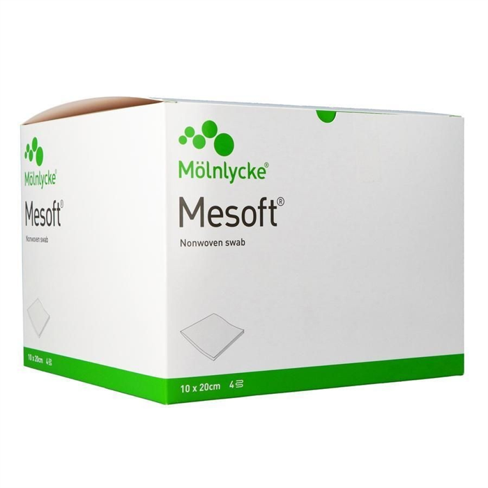SCAX Mesoft 40 gr Compresse 10 x 20 cm, 4 plis, 200 pièces, conditionnées en farde carton