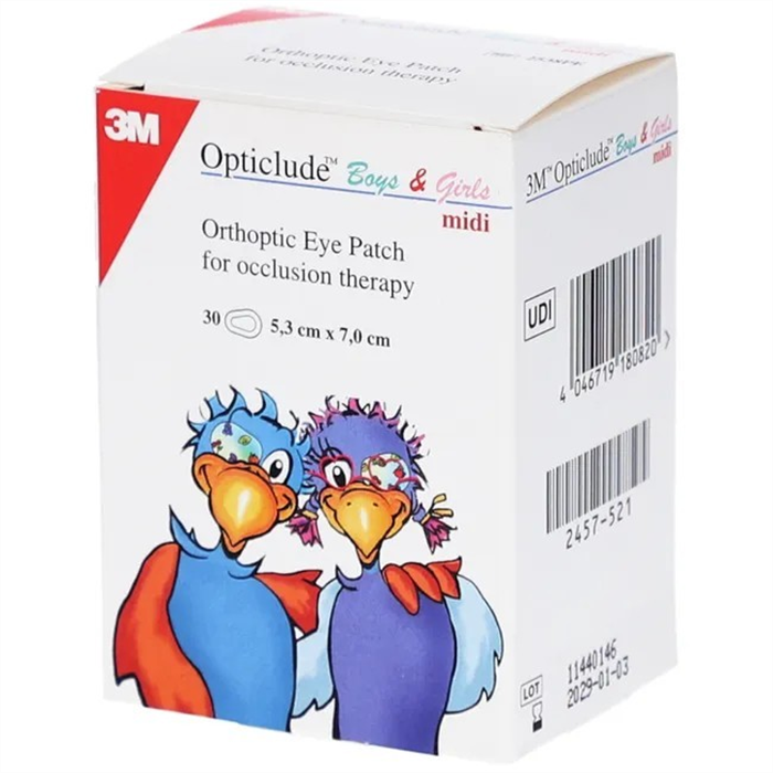 Opticlude compresse occulaire boys&girls midi, 53mm x 70mm boite a 30 pièces