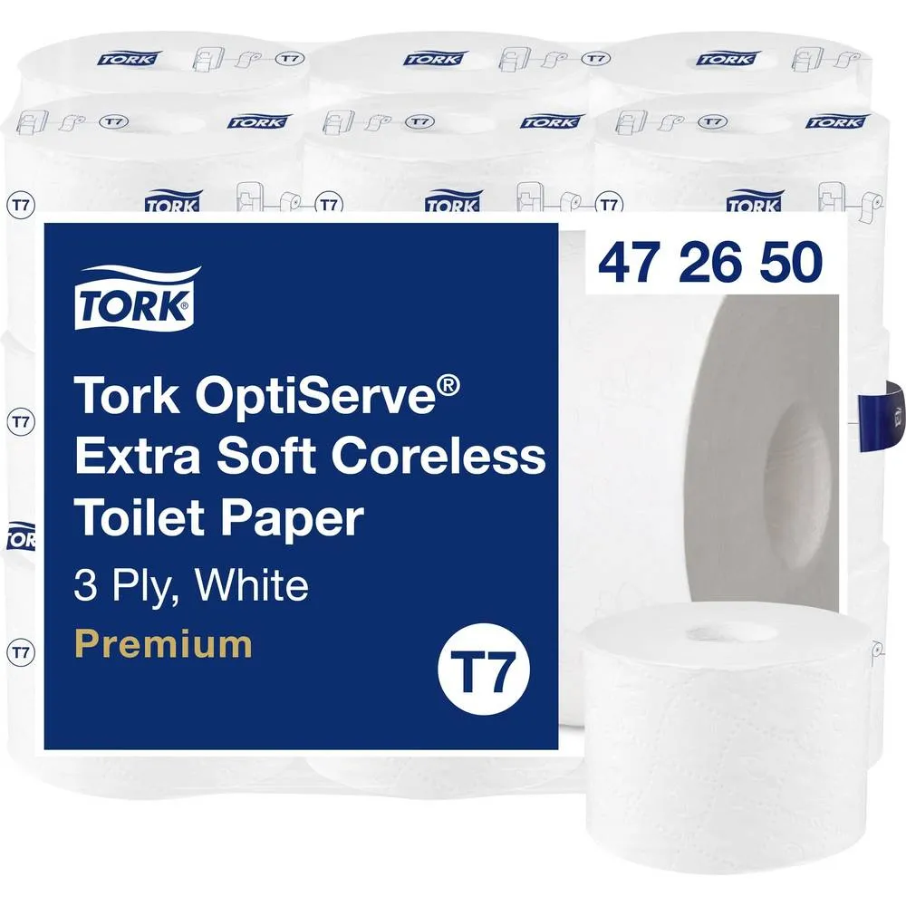 [472650] Tork OptiServe Papier toilette sans mandrin Extra Doux - 3 plis - Blanc -Premium T7T. A 18 RLX, 9.3 X 12.5 CM, 3 PLI