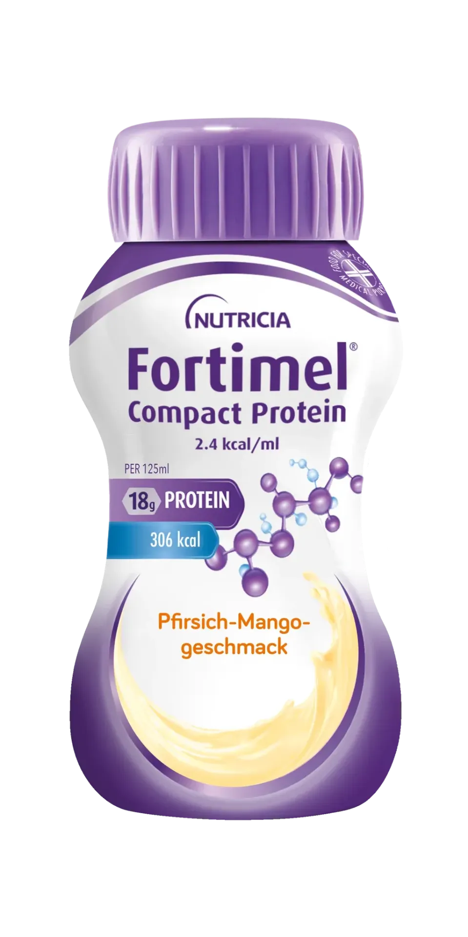 [201921] Fortimel Compact Protein, 2,4 KCAL, Peche-Mangue 4 x 125 ml