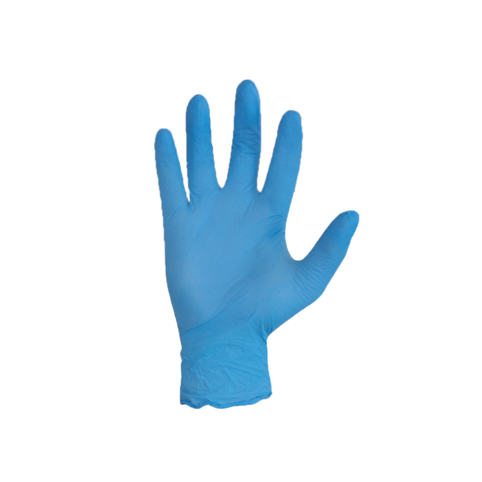 MaiMed-solution100 bleu PF taille M, non stérile gant en nitrile, bleu, sans poudre