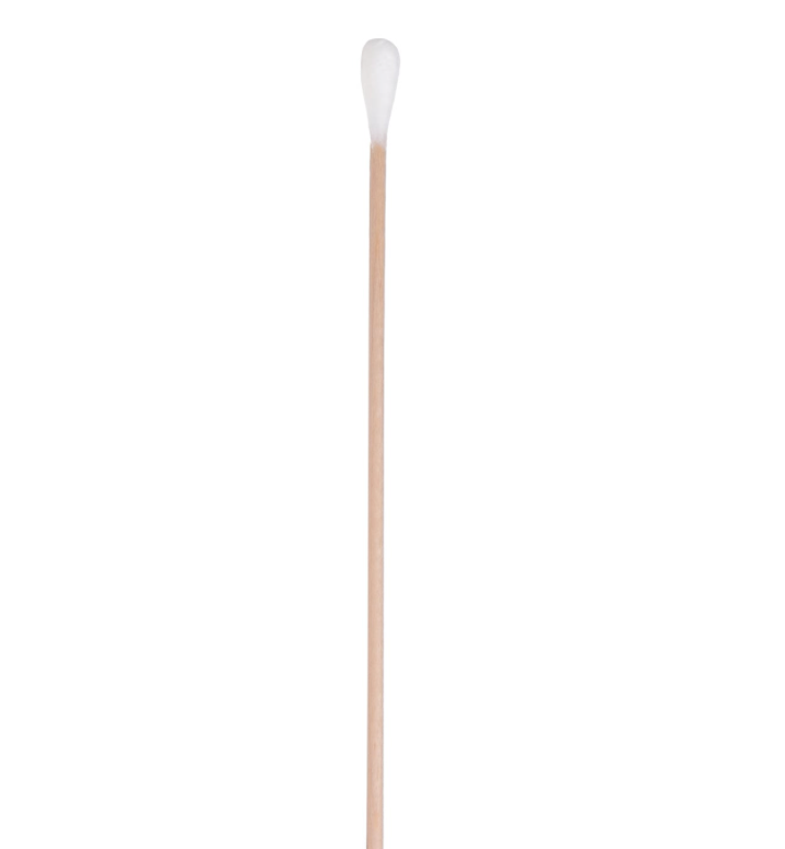 [1033001] Bâtonnets ouatés, tige en bois 200 x 2,2 mm, tête en coton d'un côté, Ø env. 4 - 5 mm, longueur 12 mm, 100 pcs/sachet