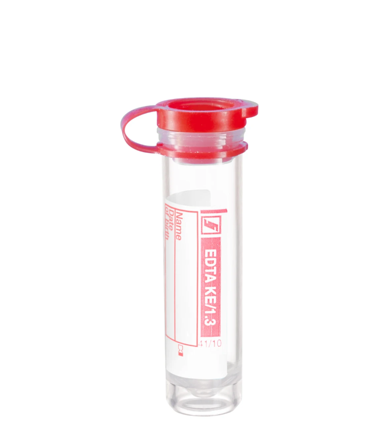 Microtube vis 1,3 ml, EDTA K3, rouge, 100 pcs