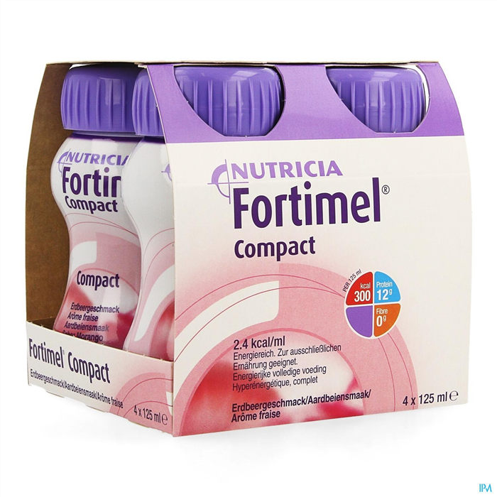 Fortimel compact 2,4 kcal fraise, 4 x 125 ml