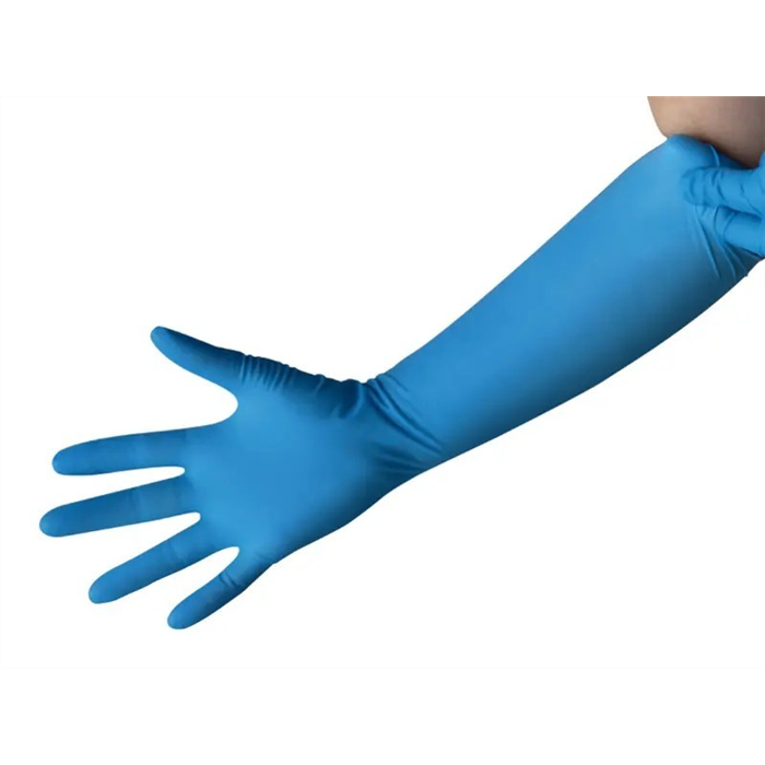 Gants Blue Comfort 400 Ultra, taille M Nitrile, sans poudre, bleu, 40 cm de long, boîte de 50