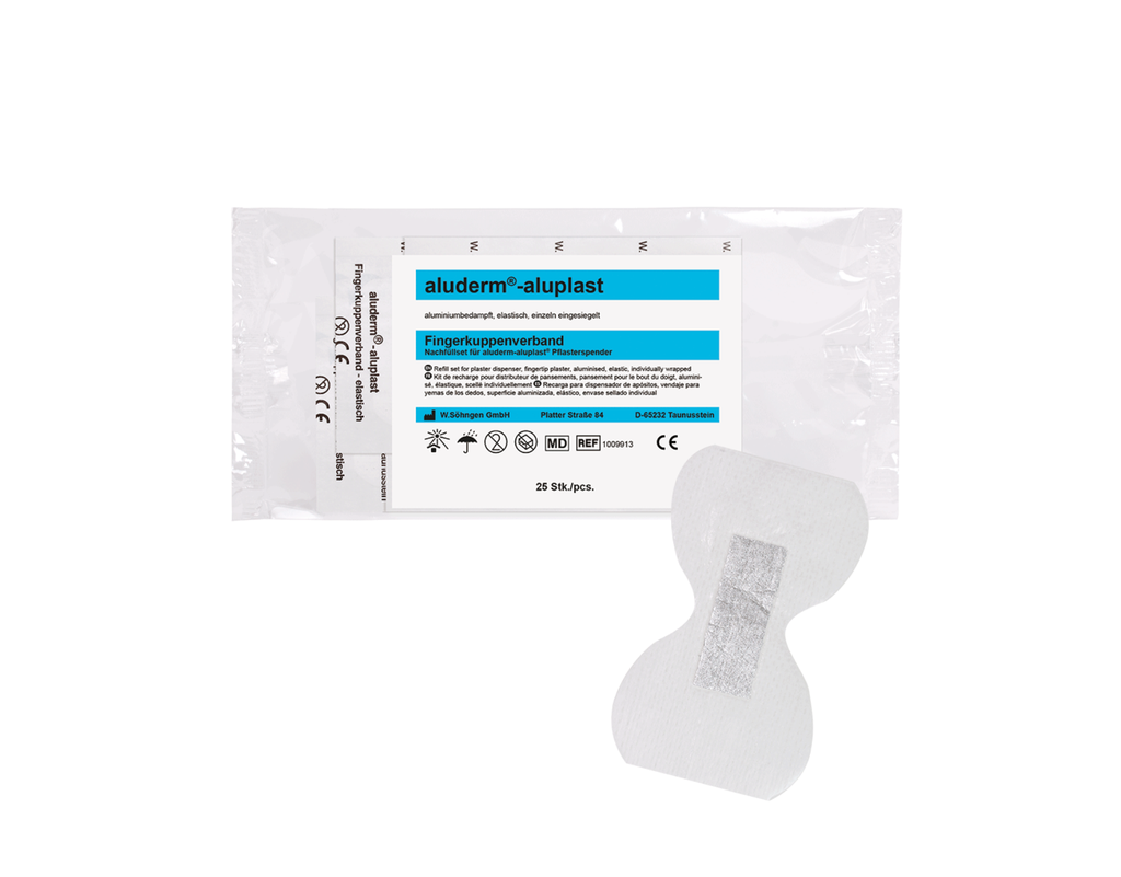 [1009913] NACHFUELLSET F. ALUDERM-PFLASTERSPENDER _x000D_
25 ST., SET ALUDERM-ALUPAST FINGERKUPPENV.
