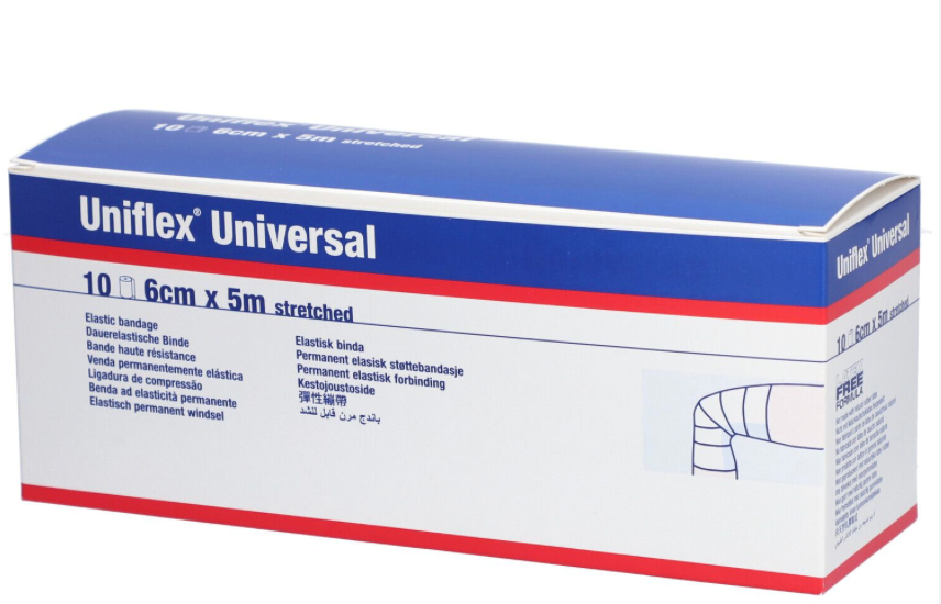 [315910] UNIFLEX COLOR bande universelle élastique 6 cm x 5 m rouge 10 pièces