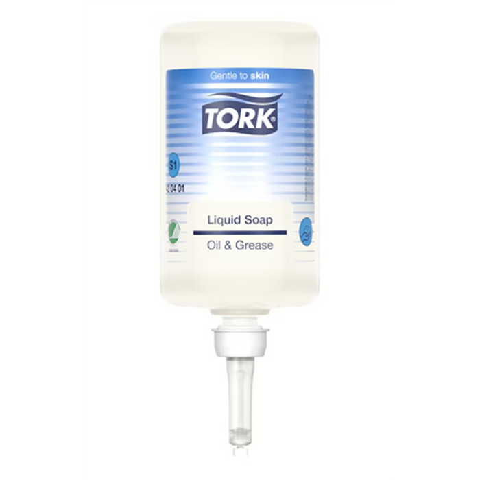 [420401] Tork Savon Liquide Spécial Huile et Graisse S1 Premium, 6 x 1 L.