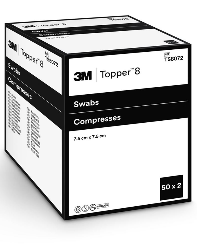 [315040] TOPPER 8 KOMPRESSEN, STERIL, 7.5 X 7.5 CM _x000D_
8-FACH, 100 ST.