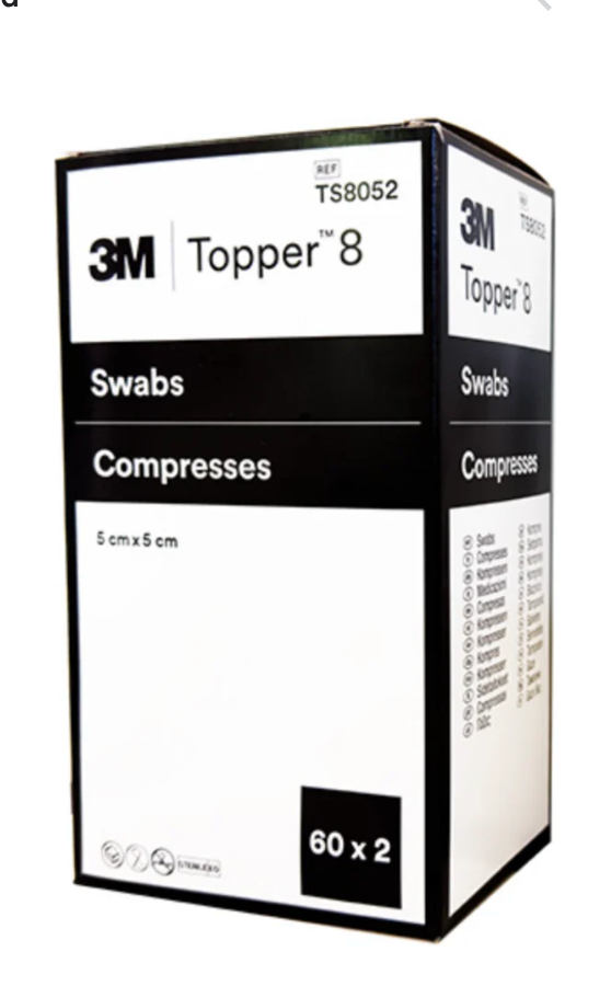 [315030] TOPPER 8 KOMPRESSEN, STERIL, 5 X 5 CM _x000D_
8-FACH, 120 ST.