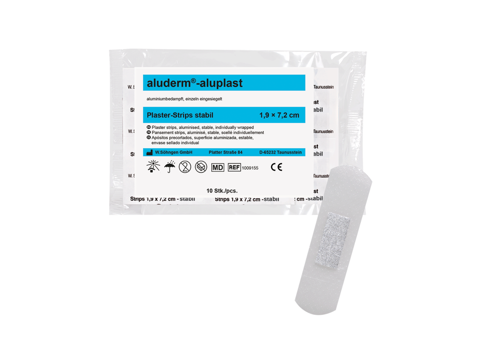 [1009155] ALUDERM-ALUPLAST strips robustes, 1,9 x 7,2 cm, 10 pièces