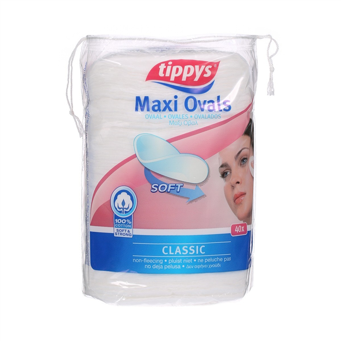 Tippys Disques Démaquillants Maxi Oval Soft, Boîte de 40 pièces