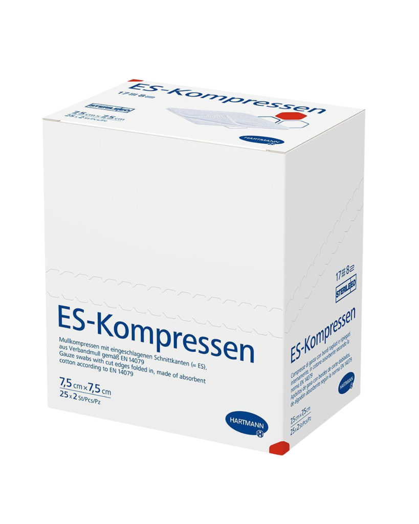 Compresses ES, stériles, 8 plis, 7,5 x 7,5 cm, 25 x 2 pièces