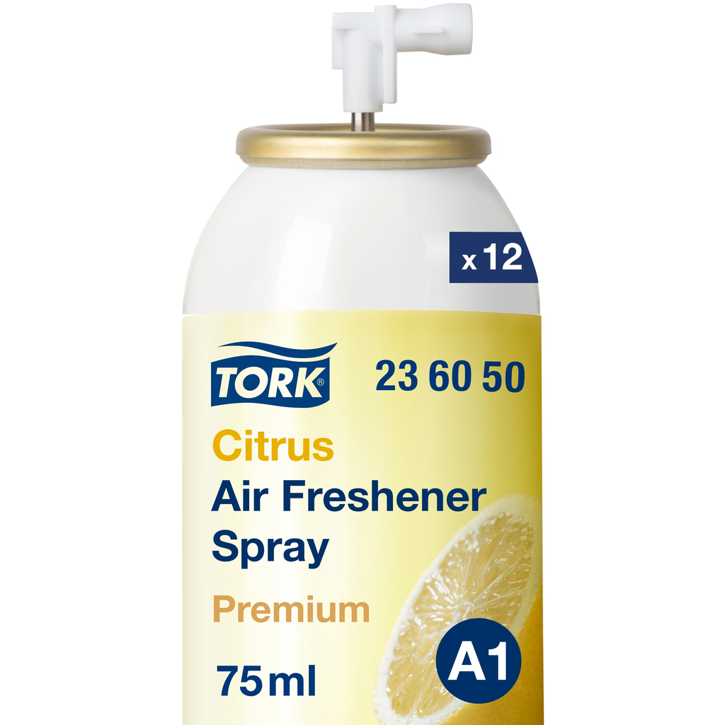 [236050] Tork Airfreshener spray, citrus
Boîte à 12 flacons de 75 ml