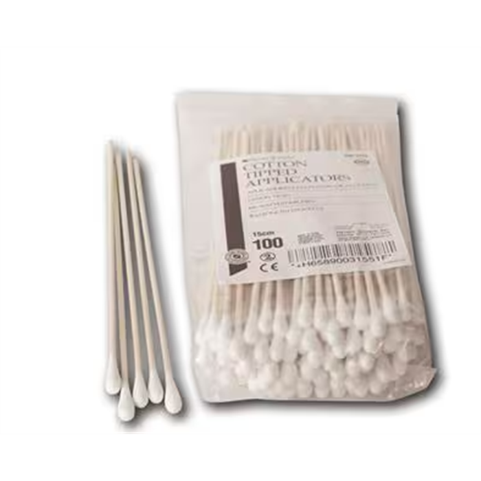 Bâtonnets en bois, longueur 15 cm, 100 pcs Cotton-Tige 4,5 mm, emballé individuellement et stérile