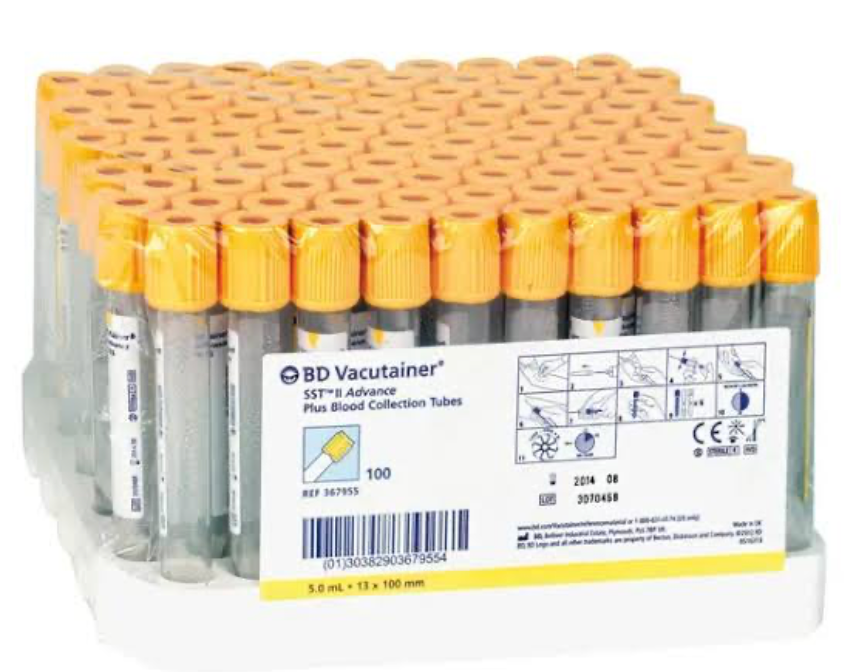 Tubes VACUTAINER SST avec gel séparateur/activateur de coagulation, or, 100 x 16 mm, 8,5 ml, 100 pièces