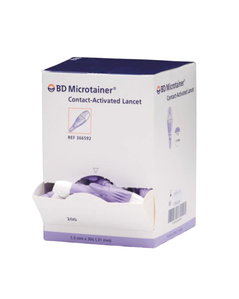 [400317] BD SICHERHEITSLANZETTEN, MICROTAINER, 200 ST. _x000D_
KONTAKTAKTIVIERTE LANZETTE, LILA