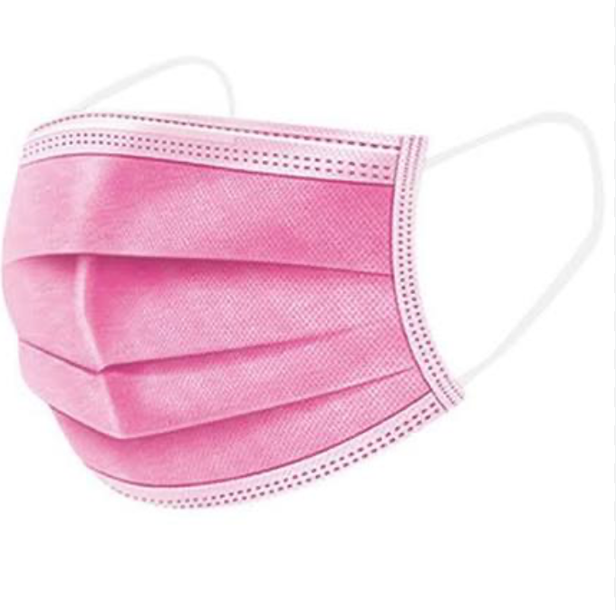 [231028] Masque opératoire avec élastiques, rose, 50 pièces