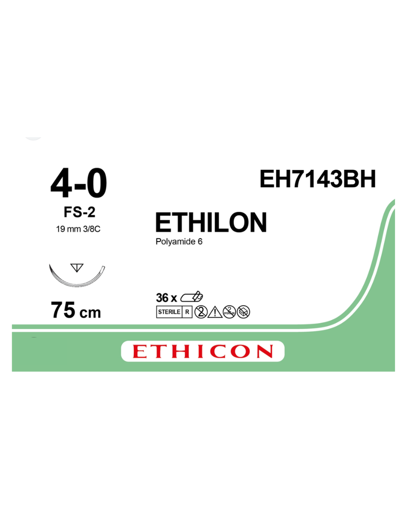 ETHICON ETHILON SCHW MONOFIL, 36 ST. _x000D_
FS-2, USP 4/0. FADENLAENGE 75 CM, SCHWARZ, EH7143BH