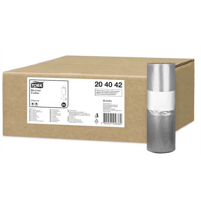 [204042] Sac poubelle Tork transparent, 5 L, 20 x 50 pièces