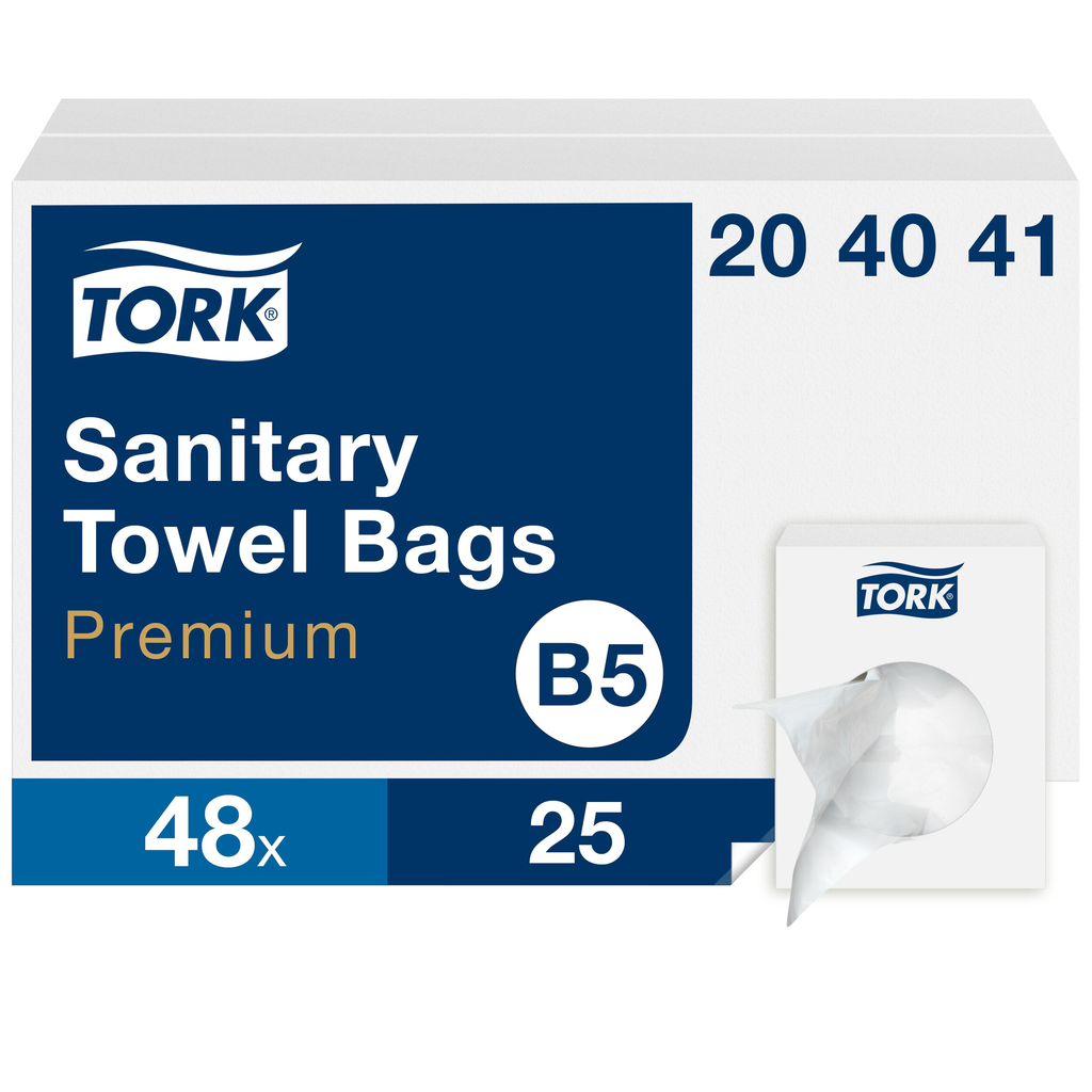 [204041] Towel bags Tork sanitary
Recharges de sacs hygiéniques pour 56500, 48 x 25 pièces