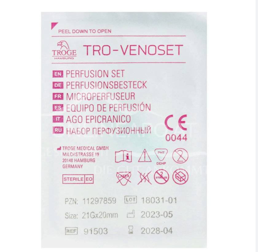 Set de perfusion TRO-VENOSET SAFETY, 21G x 19 mm, vert, 100 pièces