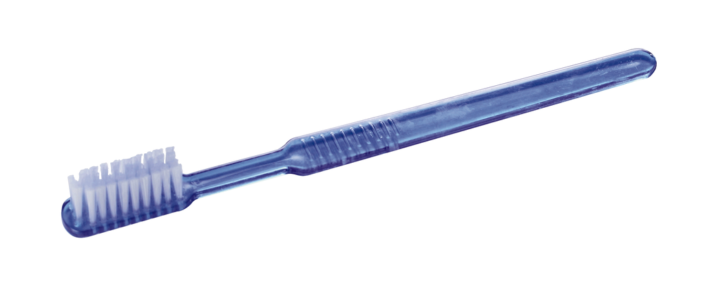 [8M50102100-347759 AM] Brosse à dents jetable MEDIMEX bleue, 100 pièces, avec dentifrice, emballées individuellement