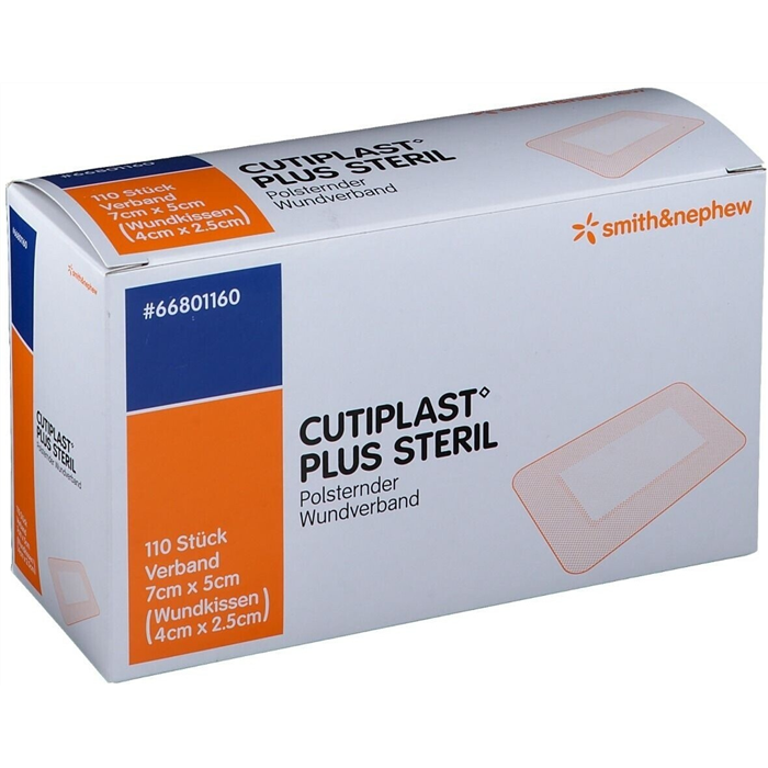 Cutiplast Plus stérile, 7 x 5 cm, 5 pièces, emballées individuellement en stérile