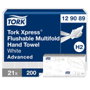Essuie-mains Tork Xpress Multifold, 2 plis, 26 x 21 cm, flushable, carton de 4200 feuilles (21 paquets de 200)