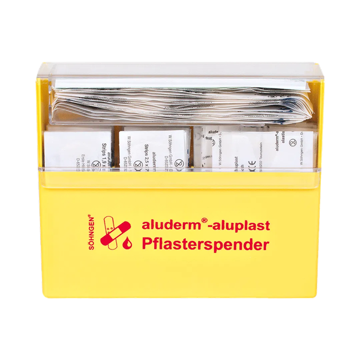 [1009980] Aluderm Aluplast distributeur de pansements, adultes, 
jaune, 115 pansements élastiques, 5 tailles différentes