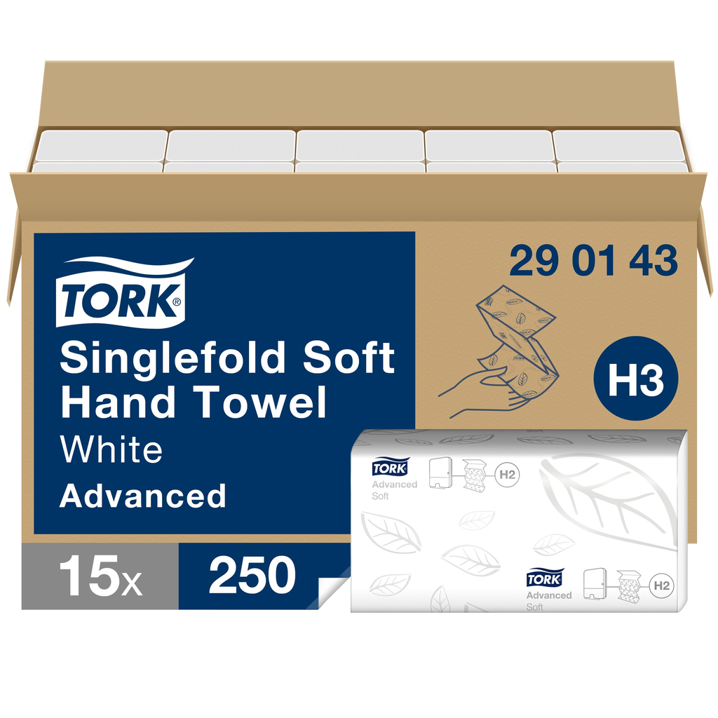Essuie-mains pliés en Z doux Tork 2 plis blanc H3 Advanced