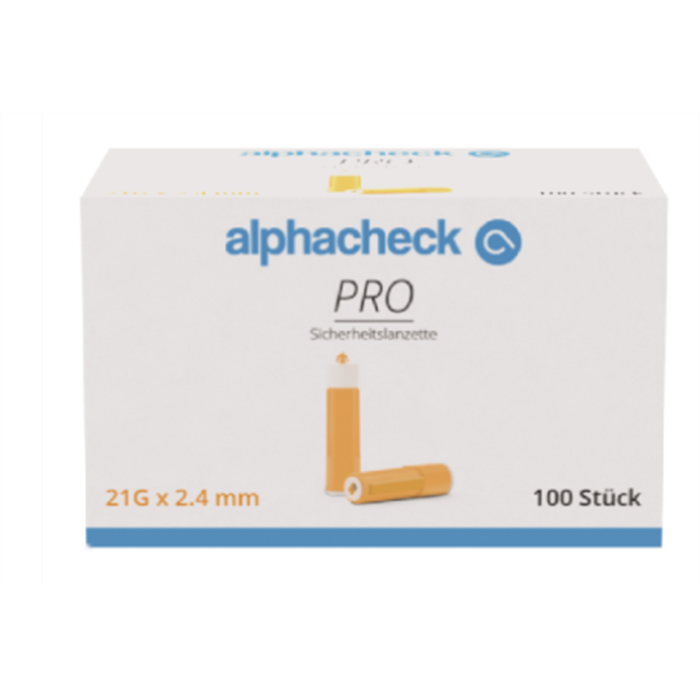 [167109] alphacheck® PRO lancettes de sécurité 21G x 2.4 mm - boite de 100 pièces