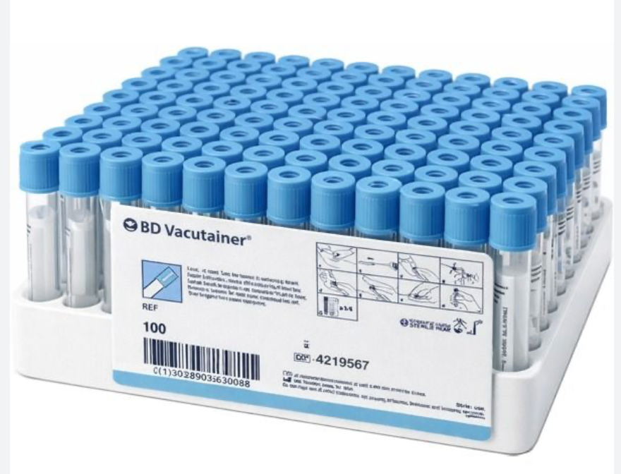 Vacutainer citrate sodium 2,7 ml 75 x 13 mm 100 pièces