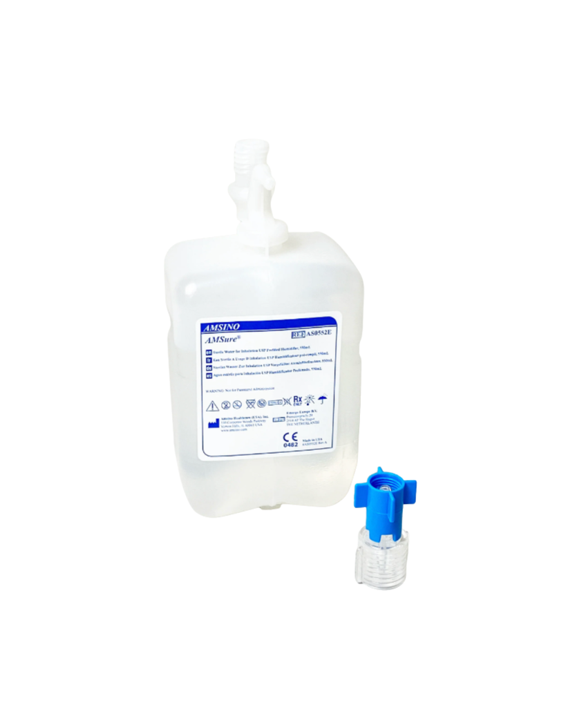 [175105] Sterilwasser AMSure, 550 ml, 12 Stück, Plastik-/Anstechflasche mit Adapter, zur Sauerstoffbefeuchtung