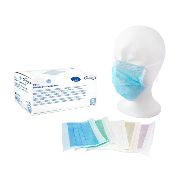 [00075503] Masques MaiMed-FM C., non stériles, avec élastiques, bleus, boîte de 50 pièces