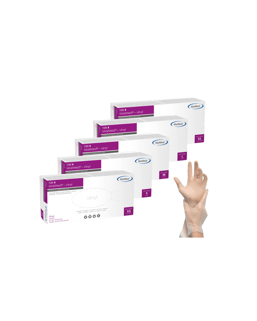 Maimed-vinyl, pre-powdered, size L, non sterile_x000D_
Vinyl-Examination Gloves, 100 pcs./box