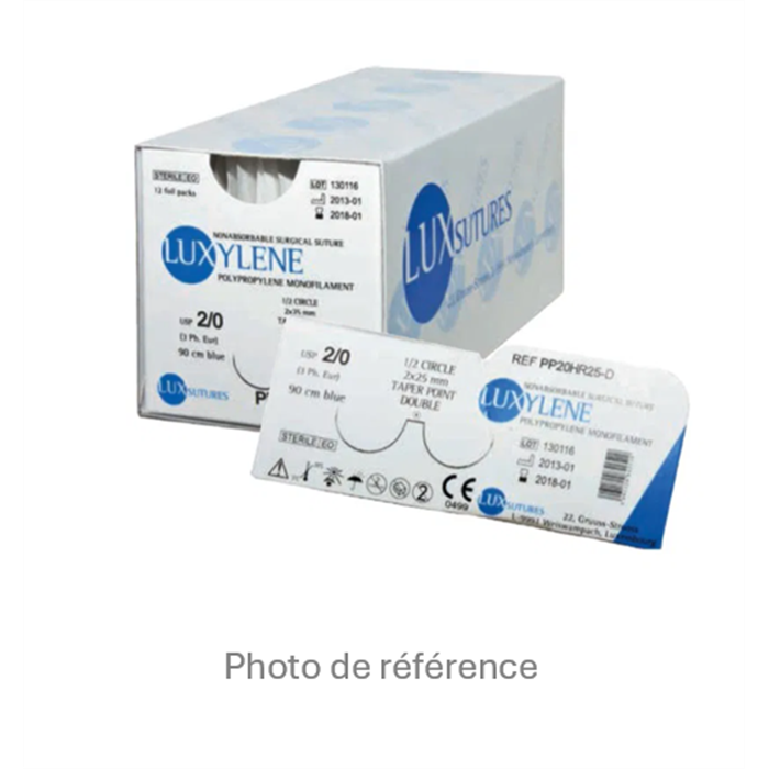 LUXYLENE PP 45 cm EP 1.0 USP 5/0 needle 3/8 reverse cutting 12 mm 12 pièces