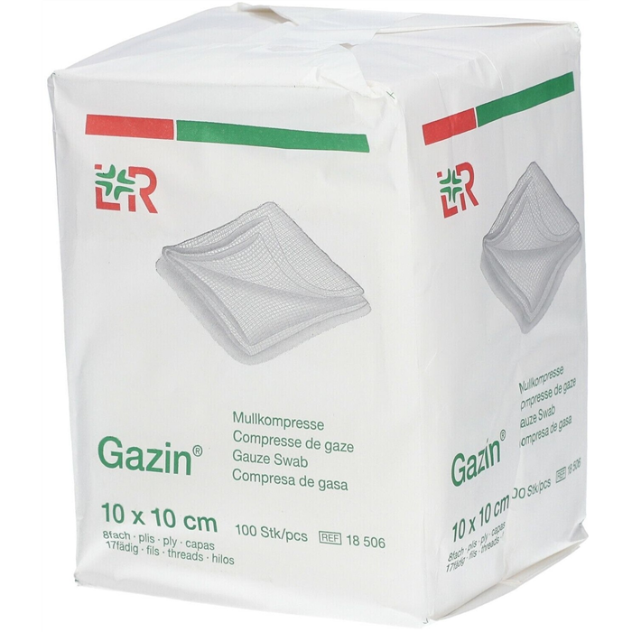 [18506] Gazin, non sterile, 10 x10 cm, 8 plis, 100 pièces