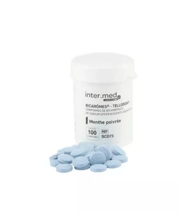Bicarômes comprimes efferv. bicarbonate menthe poivree, 100 pcs