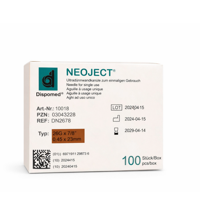 NEOPOINT canule n°18, 26G 7/8, 0,45 x 23 mm, 100 pcs