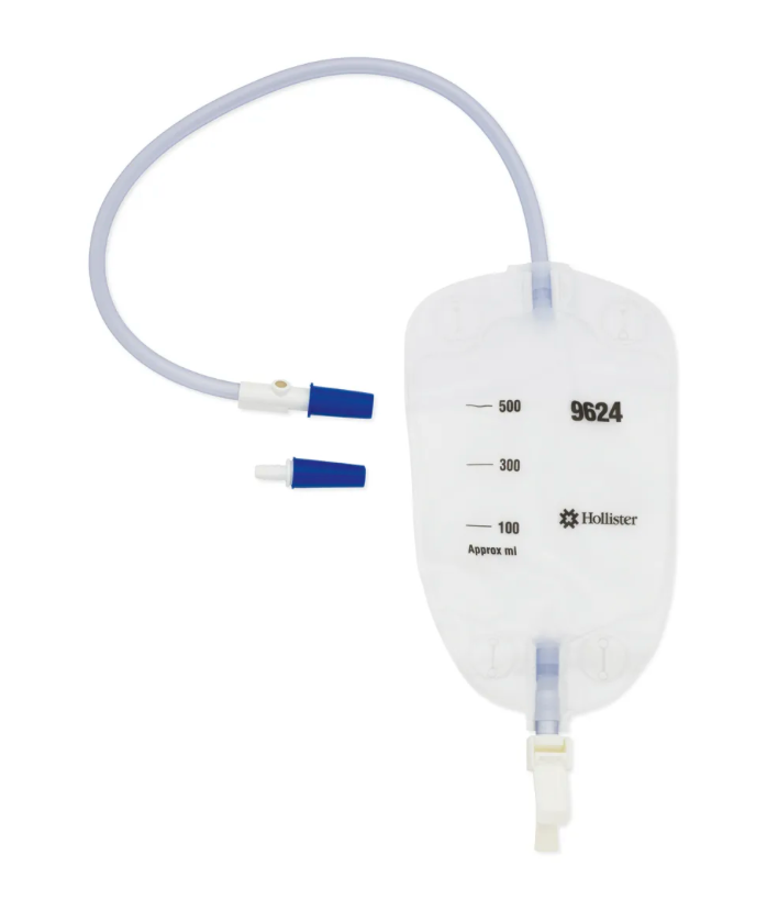 POCHE DE JAMBE 500 ML TUBE 50 CM ROBINET 180°, 10 PCES