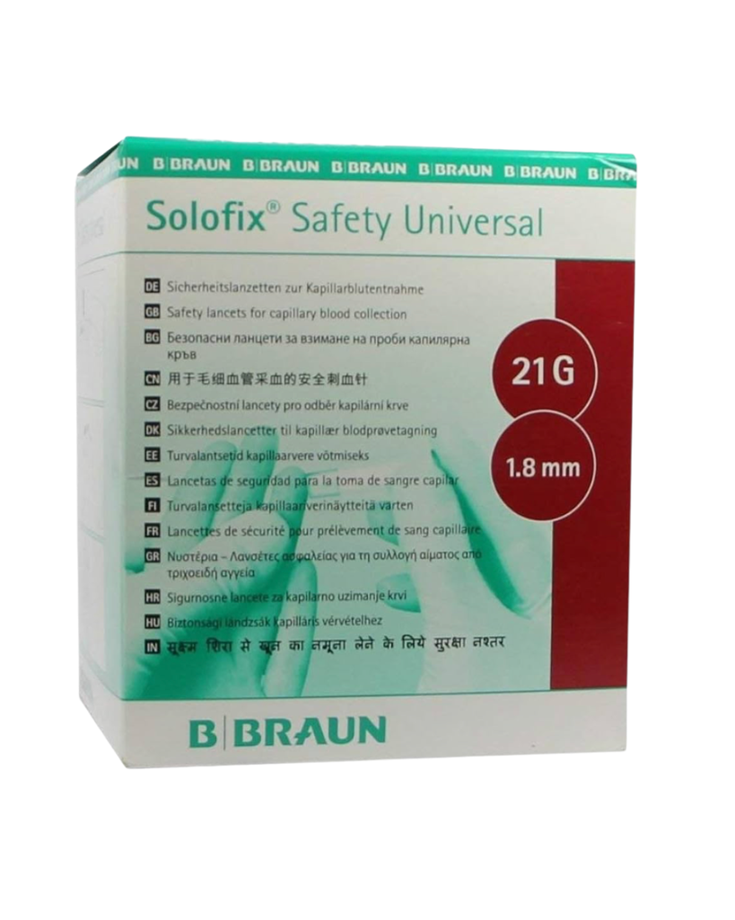 Lancettes sang Solofix Safety Universal G21 profondeur 1,8 mm, 200 pcs