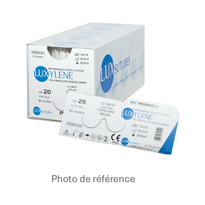 LUXYLENE - POLYPROPYLENE blue Round bodied - taper point 1/2 Circle HR 15 - 15 mm - 5/0 75 cm Blue, 12 pièces