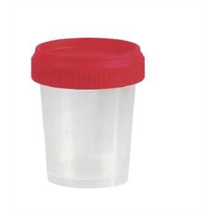 Urin Schraubgefäß, innen steril - mit rotem Deckel, 60 ml, 500 St.
