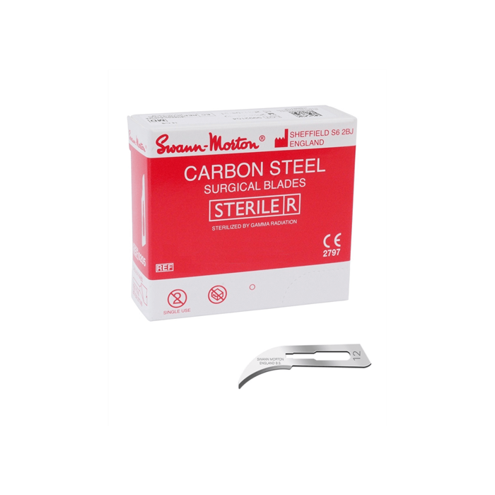 [B001250.12] Lames stériles (carbone), n° 12, 100 pièces