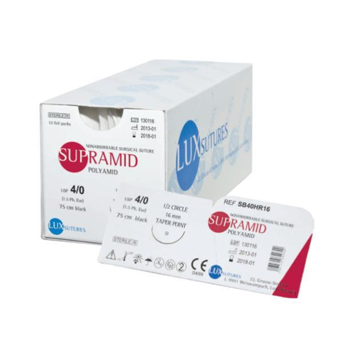 [SB40HR16] SUPRAMID Fils de suture 16 mm 4/0 75cm, 12 pcs