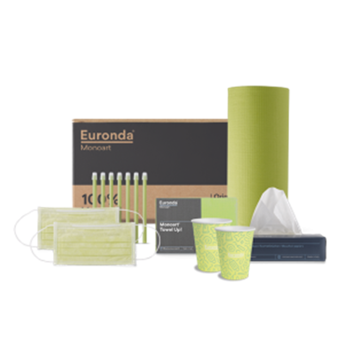 [290449] Kit Monoart 6pProduits Serviette 100 % couleur citron vert Up - gobelets en papier graffiti éjecteur de salive embout amovible