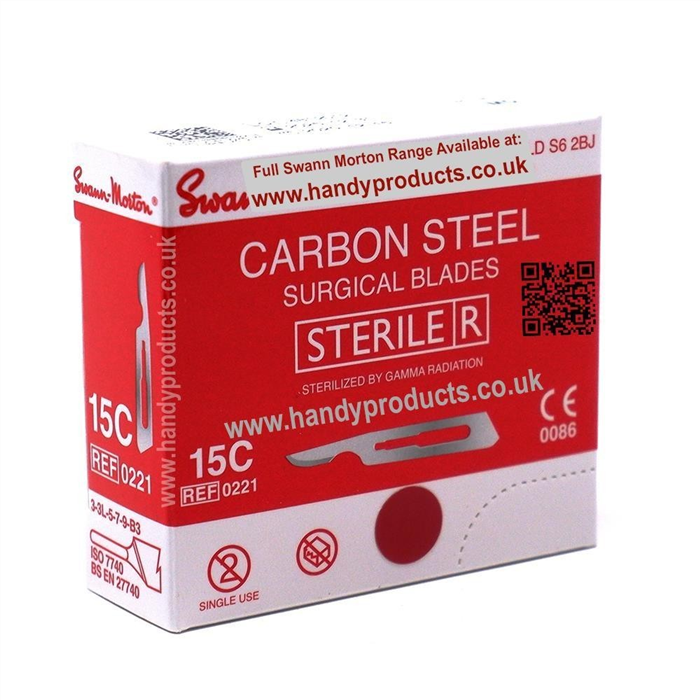 [B001250.15C] Lames stériles (carbone), n° 15C, 100 pièces