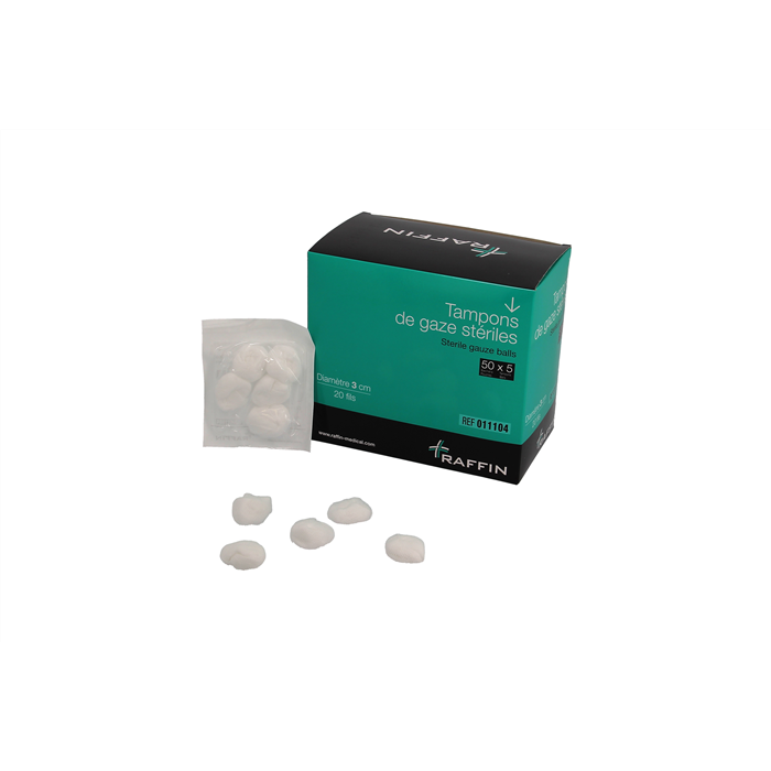 [011104] Tampon de gaze 20x20cm déplié- 3cm 20 fils stérile, 50x5 tampons